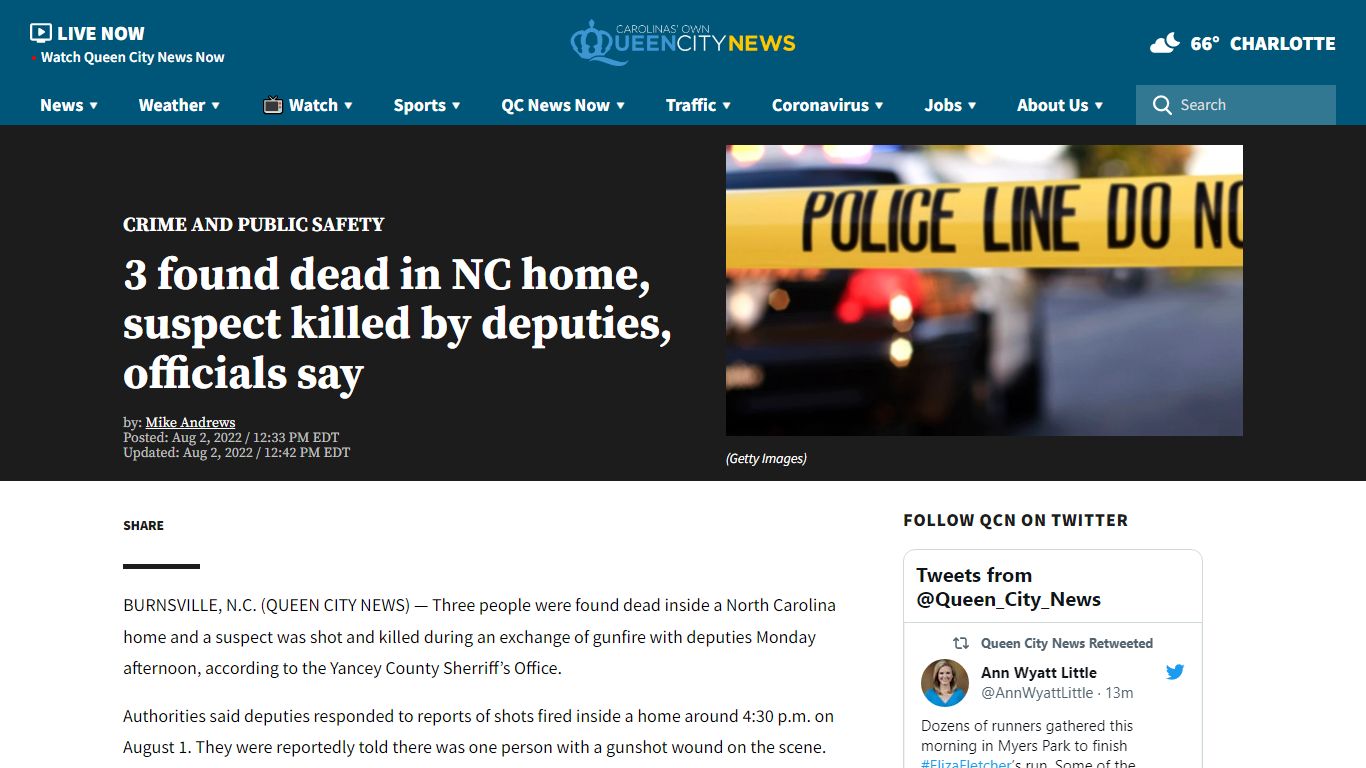 3 found dead in NC home, suspect killed, deputies say