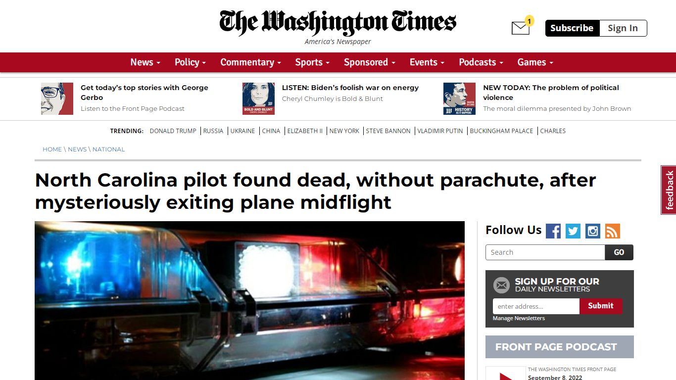North Carolina pilot found dead, without parachute, after mysteriously ...